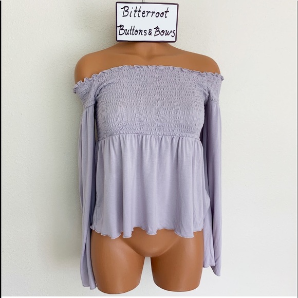 American Eagle Outfitters Tops - American Eagle Outfitters Purple Off Shoulder L/G